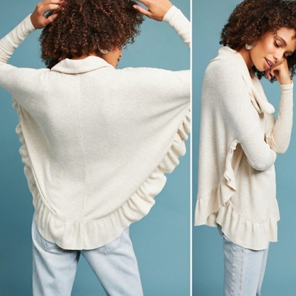 ANTHROPOLOGIE Postmark Orley Ruffled Cowlneck